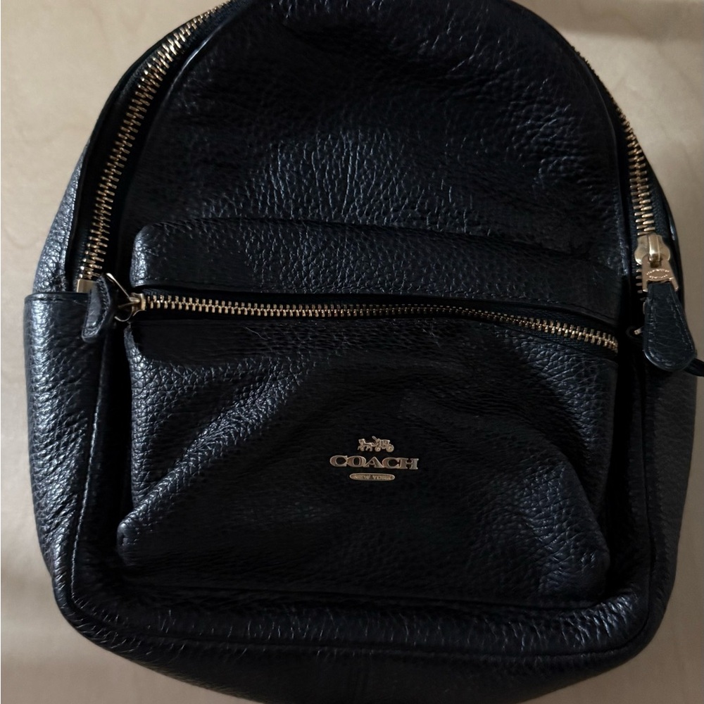 Coach Black Leather Mini Backpack